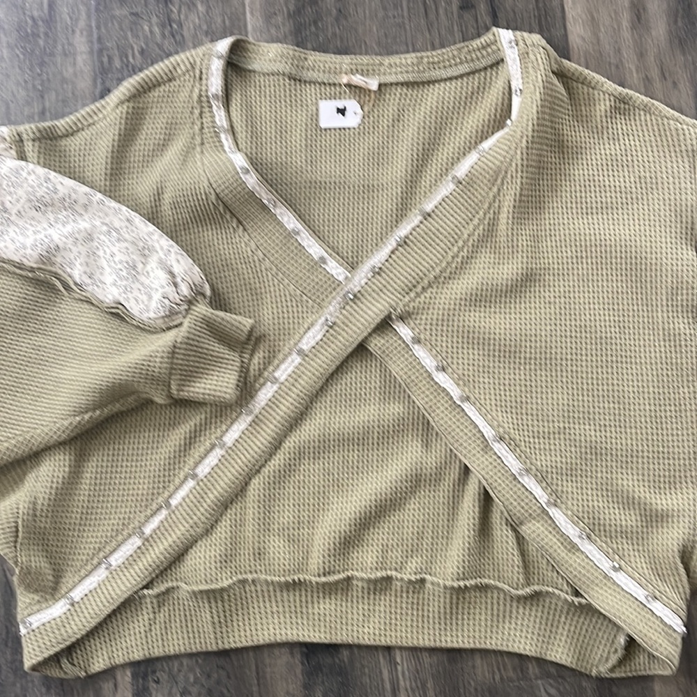 POL shirt Womens Sz S oversized crop bling thermal